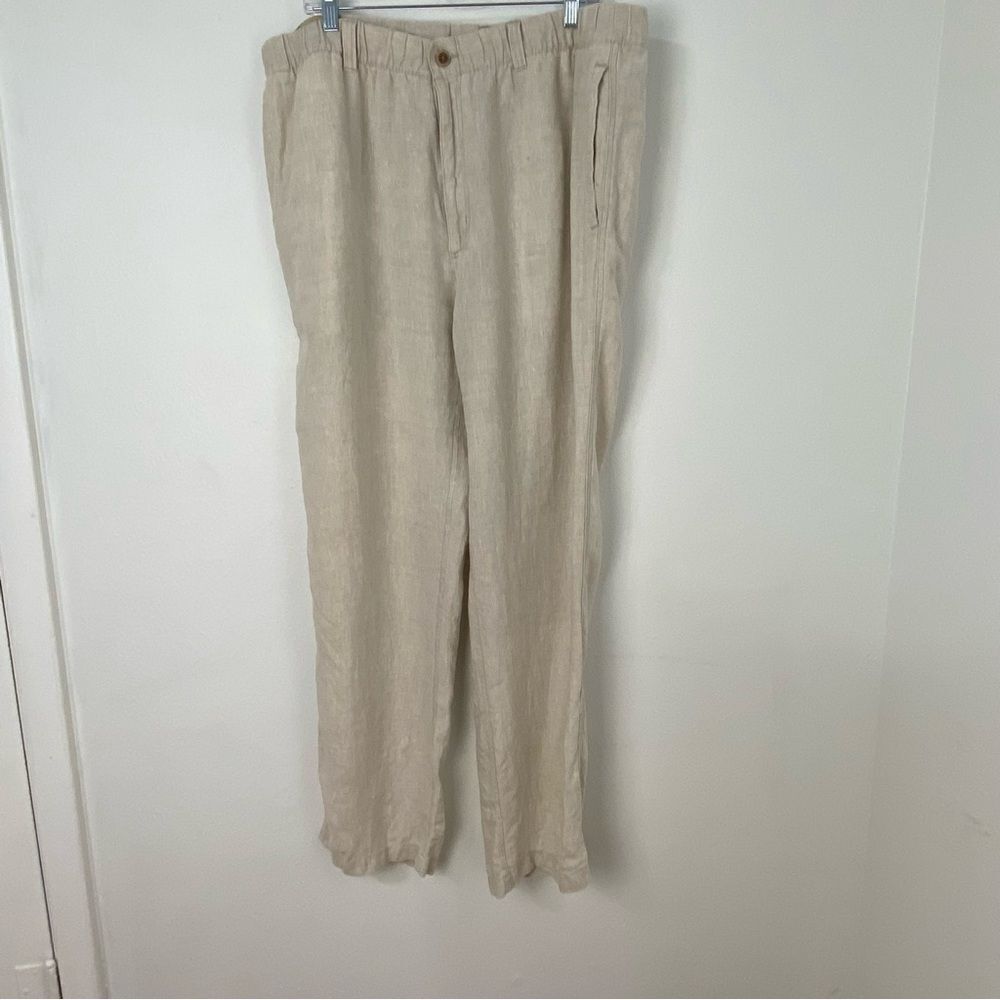 Caribbean Men’s 42 Cream Linen Chino‎ Trousers Relaxed Vacation Resort Cruise